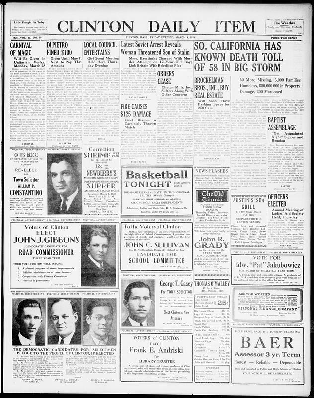 Clinton Daily Item. March 04, 1938 Digital Commonwealth
