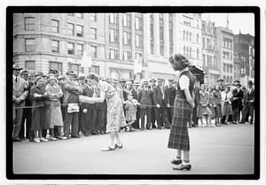 Two young women competing, Boston Common