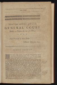 Several laws and orders made at the General Court, holden at Boston the 15th of May 1672