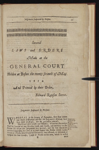 Several laws and orders made at the General Court holden at Boston the twenty seventh of May 1674
