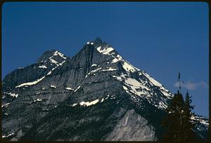 Mountain peaks with trees and snow, British Columbia