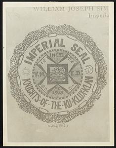 Kloran Held as Evidence in Mer Rouge Murders Photo shows Imperial seal of the K.K.K. as photographed from the ritual in the hands of the Louisiana authorities.
