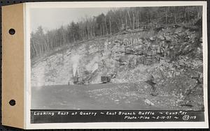 Contract No. 51, East Branch Baffle, Site of Quabbin Reservoir, Greenwich, Hardwick, looking east at quarry, east branch baffle, Hardwick, Mass., Feb. 10, 1937