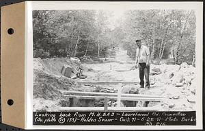 Contract No. 71, WPA Sewer Construction, Holden, looking back from manhole 2A3, Laurelwood Road Connection, Holden Sewer, Holden, Mass., May 22, 1941