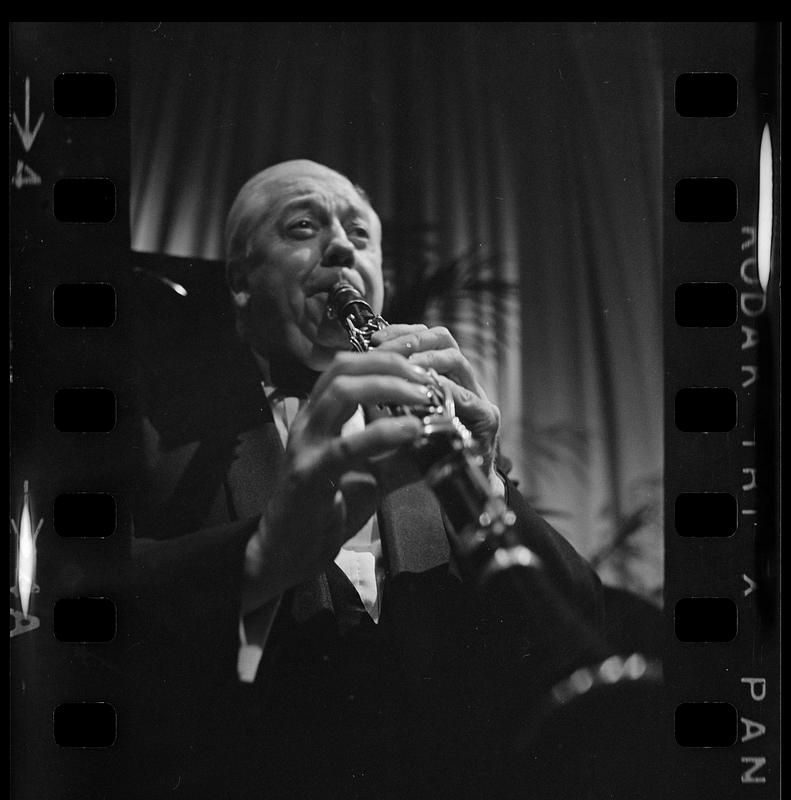 Clarinet player at WGBH "Forsyte Hindsight" party, Brighton