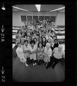 NE Life insurance employees with company president, Boston