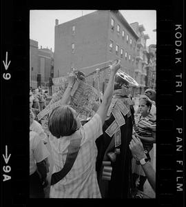Saint festival parade on Hanover Street, North End, Boston
