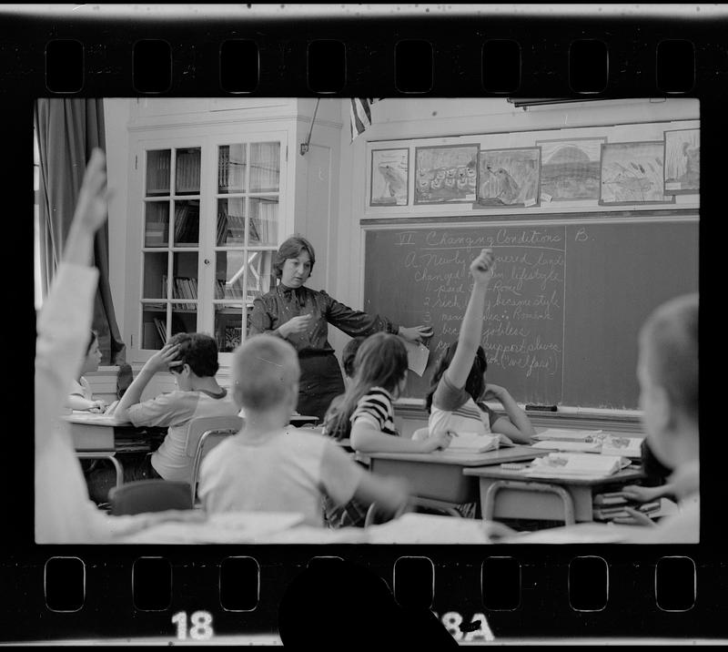 Elementary school teacher in class, South Boston