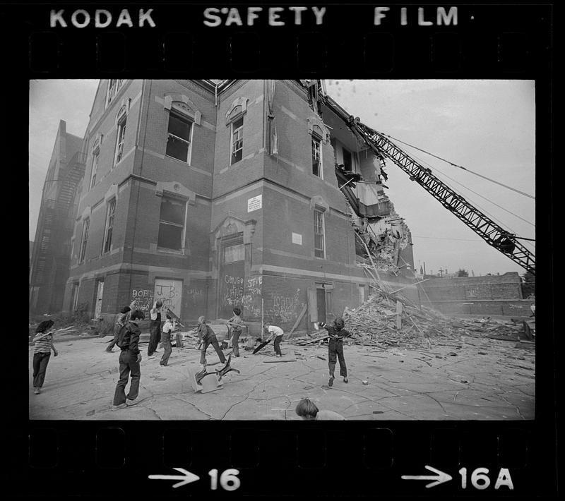 Local kids trash school during its demolition, South Boston