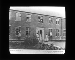 A Class in Window Washing, Bennett Domestic Science Cottage