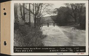 Control below Ware River Intake Works, tape gage = 5.97, flow = 662 cubic feet per second, Barre, Mass., 9:30 AM, Oct. 20, 1932