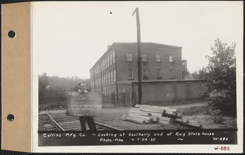 Collins Manufacturing Co., looking at southerly end of rag storehouse, Wilbraham, Mass., Jul. 24, 1935