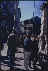 Demonstration against use of National Guard against rioters in Roxbury, Old City Hall, Boston