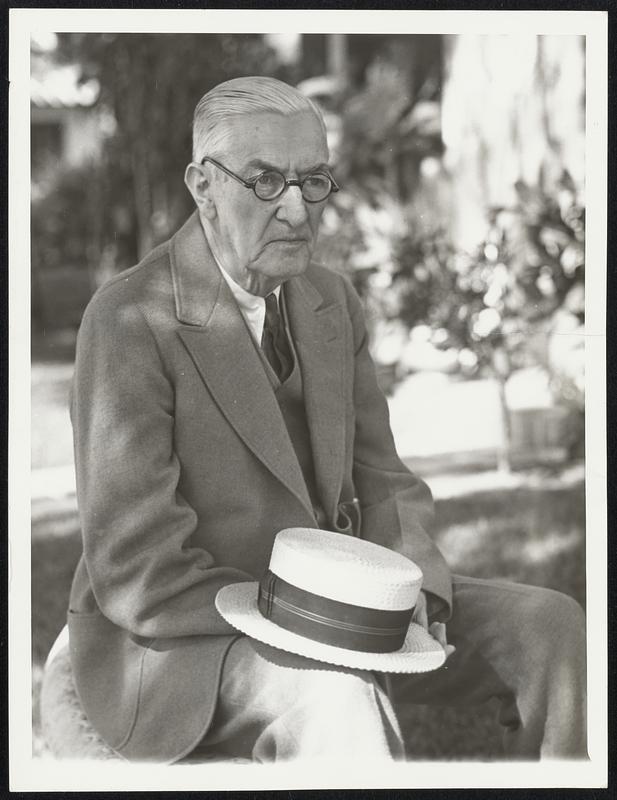 Ade Plans Sit-Down Birthday. Miami Beach, FLA., 7--"Lots of just sitting down" is on the program for George Ade's birthday celebration Tuesday. The noted humorist, who will be 72, is shown at his home here. He is completely recovered from the illness which threatened his life last fall.