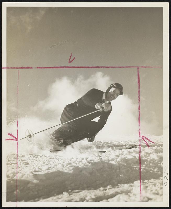 Kickin' That Powder Around- Sepp Ruschp's face, form, background and foreground as he boils down Spruce Peak at Mount Mansfield reflect the general joy throughout the New England ski country as the biggest holiday weekend of the season comes up with the best snow conditions in a decade.