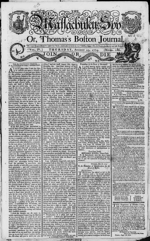 The Massachusetts Spy, Or, Thomas'S Boston Journal - Digital Commonwealth