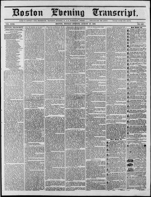 Boston Evening Transcript. August 27, 1860 - Digital Commonwealth