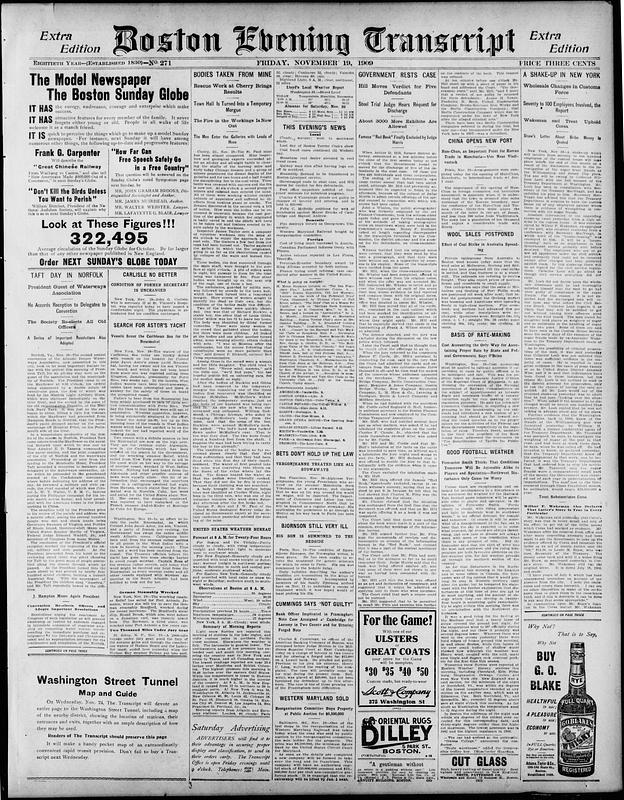 Boston Evening Transcript. November 19, 1909 - Digital Commonwealth