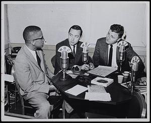 Gordon Hall debating Malcolm X on WBZ Radio, with WBZ commentator Bob Kennedy