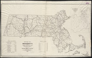 Outline map of Massachusetts showing population according to United States Census of 1890, and Congressional districts