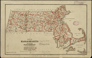 Map of Massachusetts showing state highways laid out and petitioned for