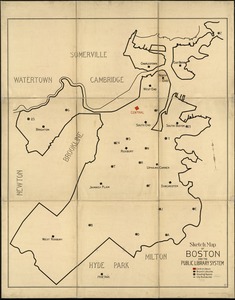 Sketch map of Boston and the Public Library system