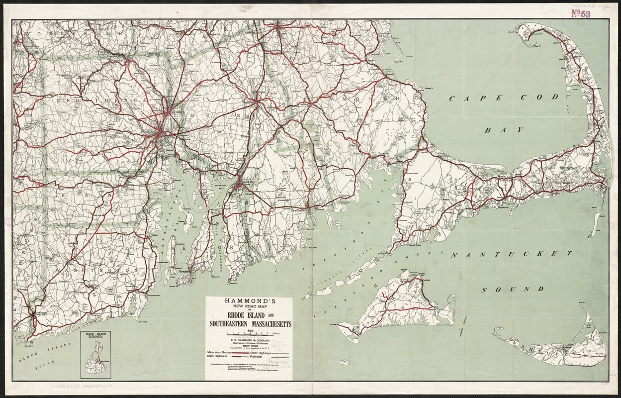 Hammond's new road map of Rhode Island and southeastern Massachusetts