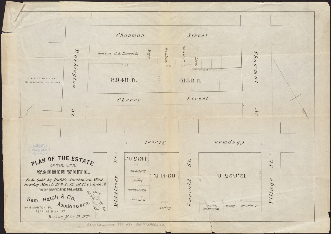 Plan of the estate of the late Warren White