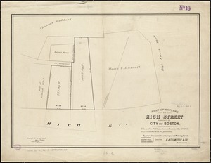 Plan of estates on High Street belonging to the City of Boston