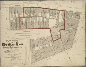 Plan of site for new court house on Pemberton Sq. and Somerset St. for the County of Suffolk