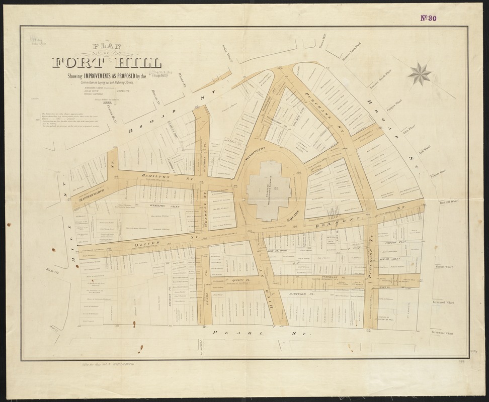 Plan of Fort Hill showing improvements as proposed by the Committee on laying out and widening streets
