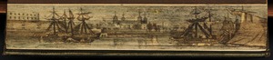 Tower of London, with ships at anchor in the Thames River
