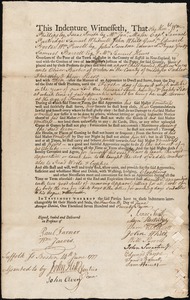 Matthew Lucas indentured to apprentice with Oliver Barber of Weston, 1777