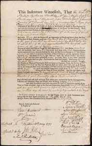 Mary Harris indentured to apprentice with Charles Cushing of Pownalborough, 1777