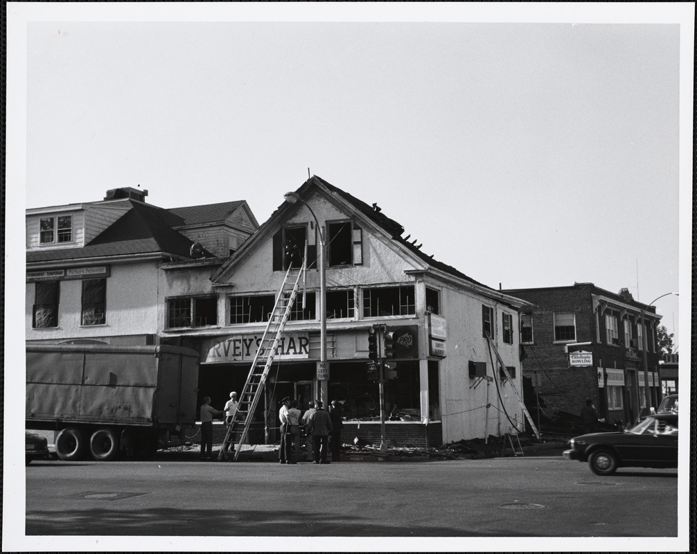 Harvey's Hardware, Needham Square, the morning after the big fire of