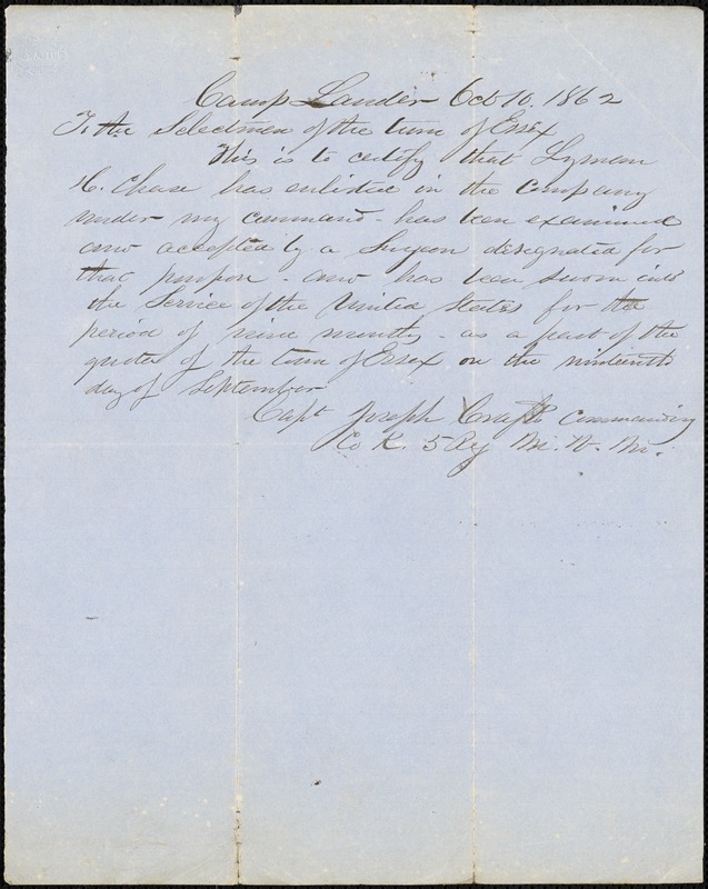 Civil War enlistment paper