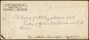 Letter to J. Horace Burnham of Essex GAR regarding Essex enlistment figures for Civil War
