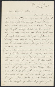 Sacco-Vanzetti Case Records, 1920-1928. Correspondence. Nicola Sacco to Mrs. Gertrude L. Winslow, March 3, 1927. Box 38, Folder 92, Harvard Law School Library, Historical & Special Collections