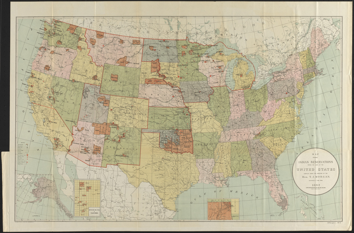 Map Showing Indian Reservations Within The Limits Of The United States 