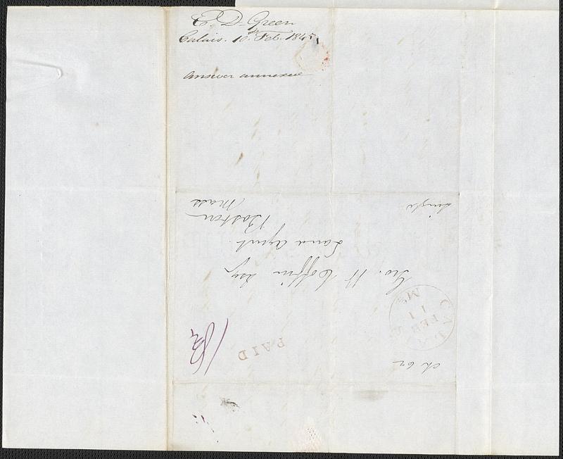 E.D. Green to George Coffin, 10 February 1845 - Digital Commonwealth