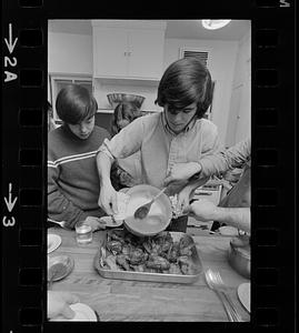 Boys-only Asian cooking class by Dean Elizabeth Toupin, Tufts University, Medford