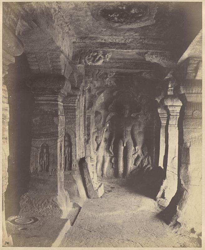 Sculptured figure of the Tirthankara Parshvanatha in the porch of Cave IV, Badami, Bijapur District