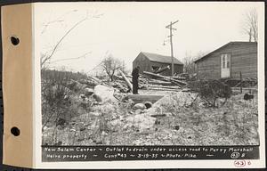 Contract No. 43, Extension of Belchertown-Pelham Highway to New Salem Center, Shutesbury, New Salem (Franklin County), New Salem Center, outlet to drain under access road to Perry Marshall Heirs property, New Salem, Mass., Mar. 19, 1935