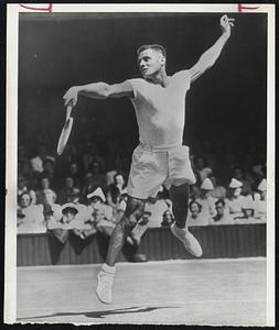 American Ace Advances-Top-seeded Ted Schroeder of La Crescenta, Calif., who advanced to the quarterfinal round in the men's singles championships at Wimbledon, England after deefating Vladimir Cernik of Czechoslovakia today, 6-3, 8-6, 8-6.