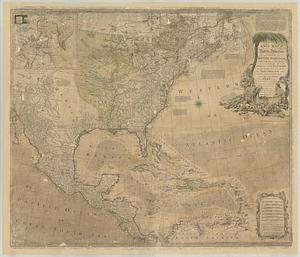 A new map of North America wherein the British dominions in the continent of North America, and on the islands of the West Indies, are carefully laid down from all the surveys, hitherto made, and the most accurate accounts and maps lately publish'd