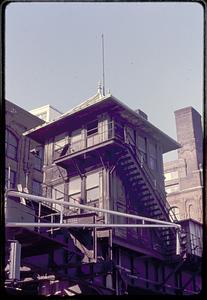 M.B.T.A. trestle structure Causeway St at Endicott St.