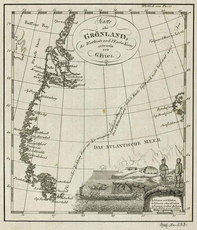Karte über Grönland, die Westküste nach P. Egedes Karte