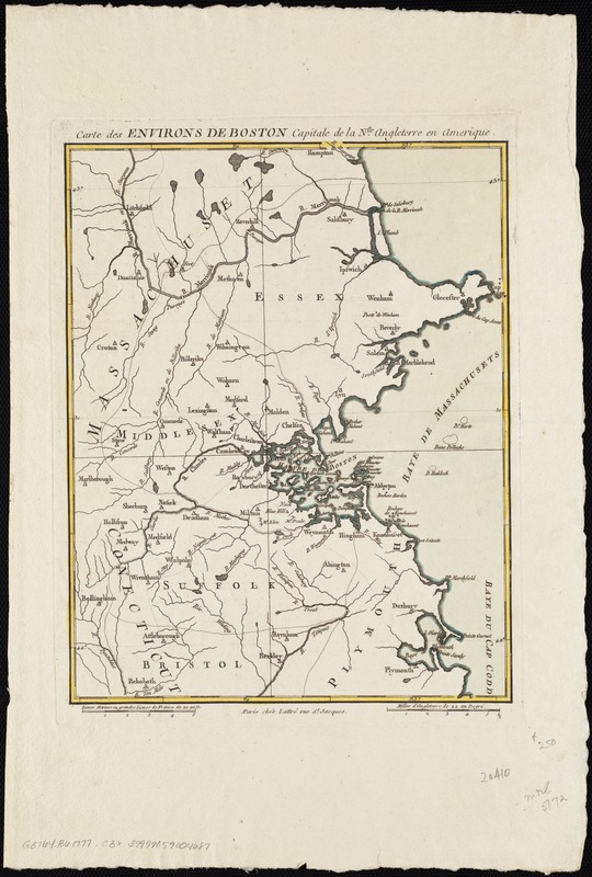 Carte des environs de Boston, capitale de la Nlle. Angleterre en Amerique