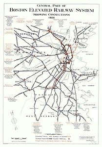 Central part of Boston Elevated Railway system showing connections 1904