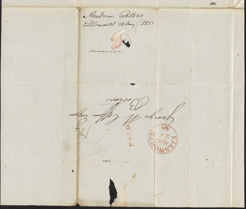 Andrew Peters to George Coffin, 25 August 1833